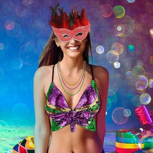 Halloween Feather Mask Costume Accessory Mardi Gras Dress Up Party bundle - Picture 4 of 9